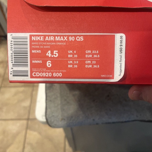 Nike Air Max 90 Mars Landing Stone Magma Orange Black New in Box Womens Size 6 - Picture 15 of 15